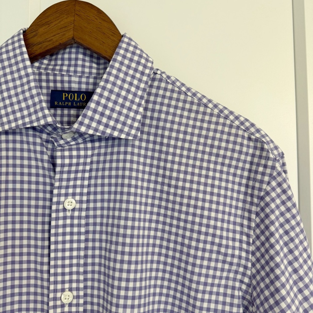 NWT! POLO Ralph Lauren Men’s Medium Purple Gingham Classics Dress Shirt No Logo